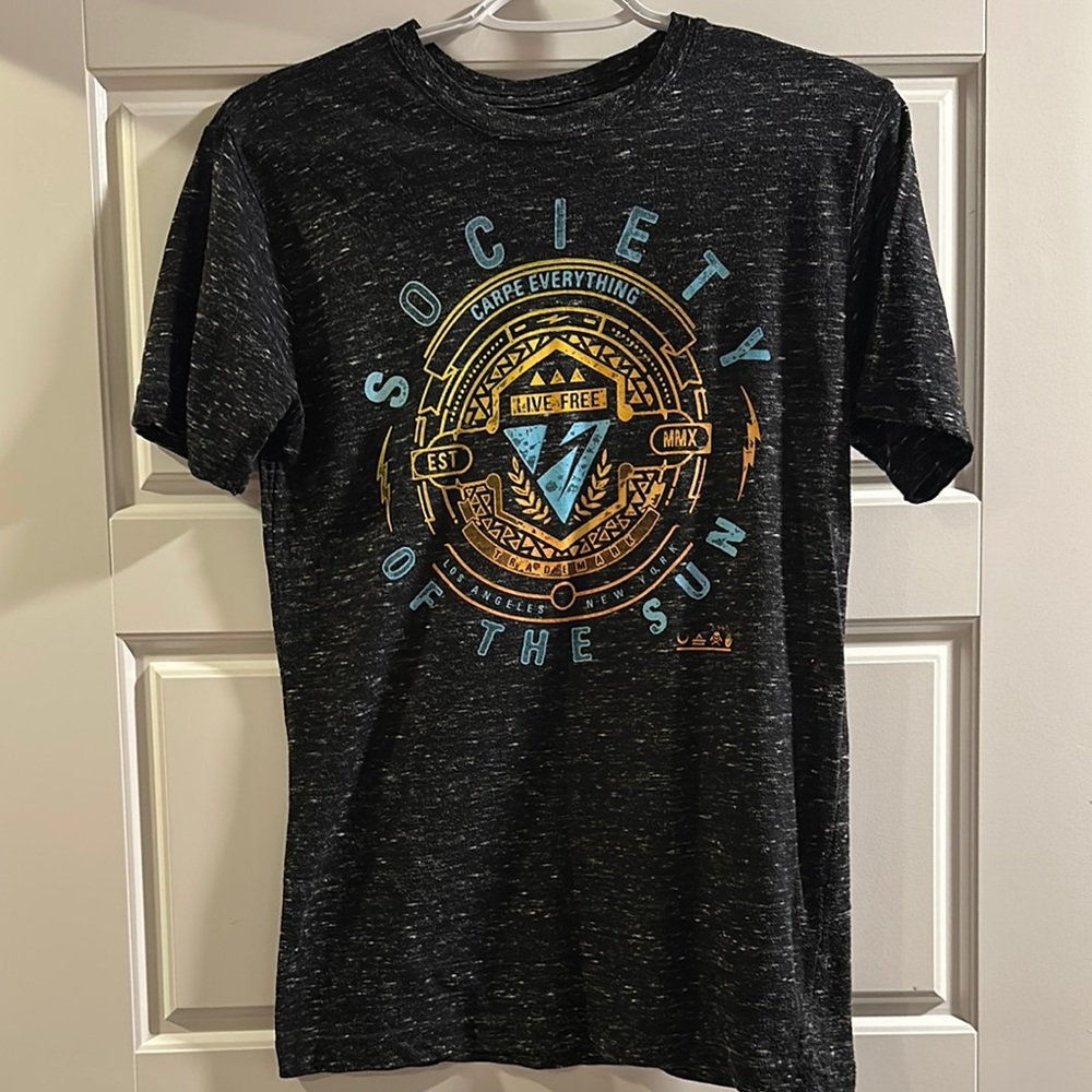 Society Black Short Sleeve Tee with Vintage Graphic